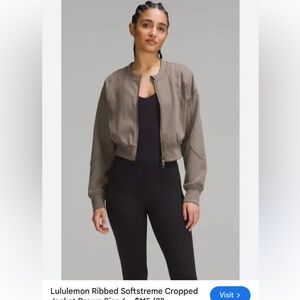 Pristine condition lululemon cropped jacket in taupe - size 6 but really xs 0-2